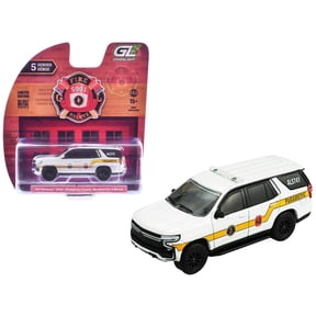 2024 Chevrolet Tahoe "Montgomery County Maryland Fire & Rescue Bethesda-Chevy Chase Rescue Squad" White with Yellow Stripes "Fire & Rescue" Series #5 1/64 Diecast Model Car by Greenlight