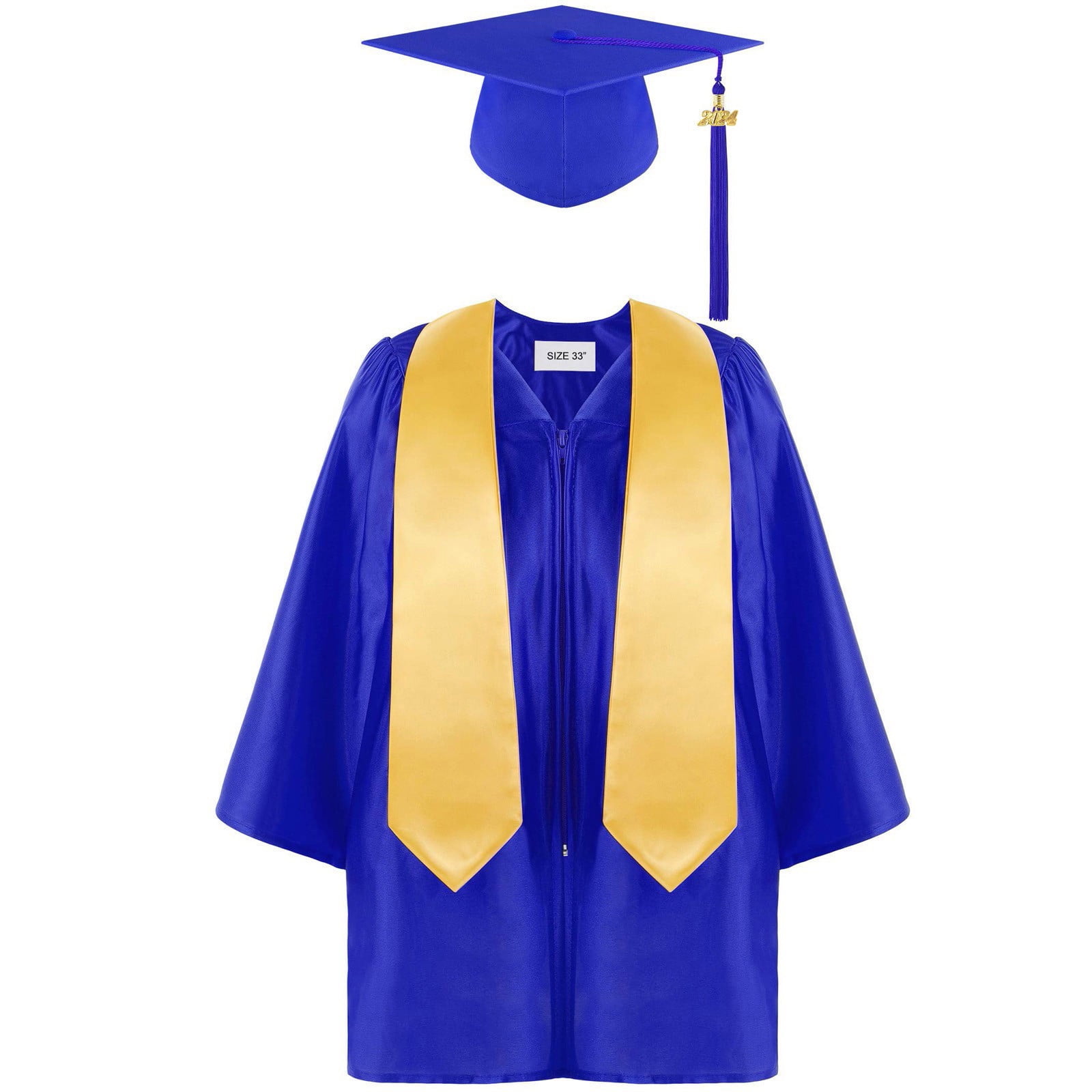 2024 Children Kindergarten Graduation Cap and Gown with Tassel Dark ...