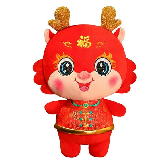 2024 China Year of The Dragon Mascot Doll, Dragon Stuffed Animal, New Year Decorations Plush Toys Chinese Spring Festival Gifts, 15inch
