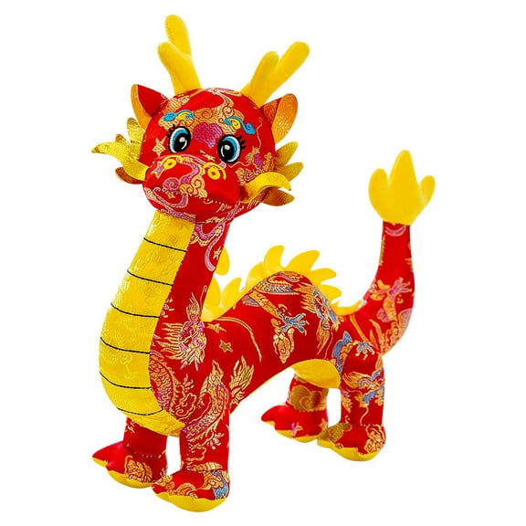 2024 Chinese New Year Dragon Plush Gift, Chinese Zodiac Stuffed Animal Dragon Mascot Doll, for Spring Festival Ornaments New Year Decorations, 7 inches