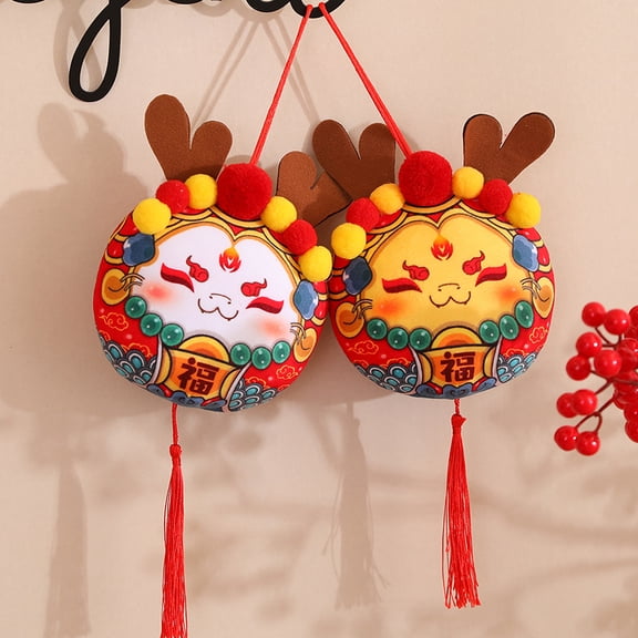 2024 Chinese New Year Dragon Plush Toy Gift, Chinese Zodiac Stuffed Dragon Animals Hanging Decorations, Cartoon Dragon Mascot Lucky Doll, Spring Festival Ornaments--2PCS, 5.9 Inch