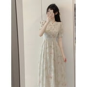 2024 Chinese Style Improved Qipao Dress with French Waist Slimming Charm Long Dress Summer