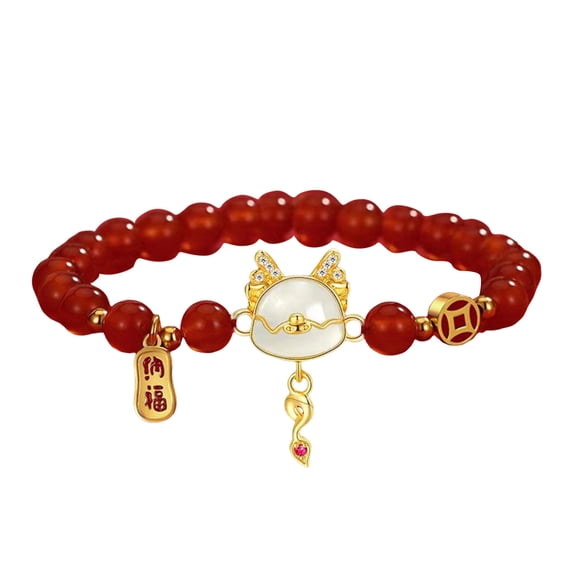 2024 Chinese Zodiac Bracelet Feng Shui Stretch Bracelet New Year Jewelry For Women Men Unisex Adjustable Charm