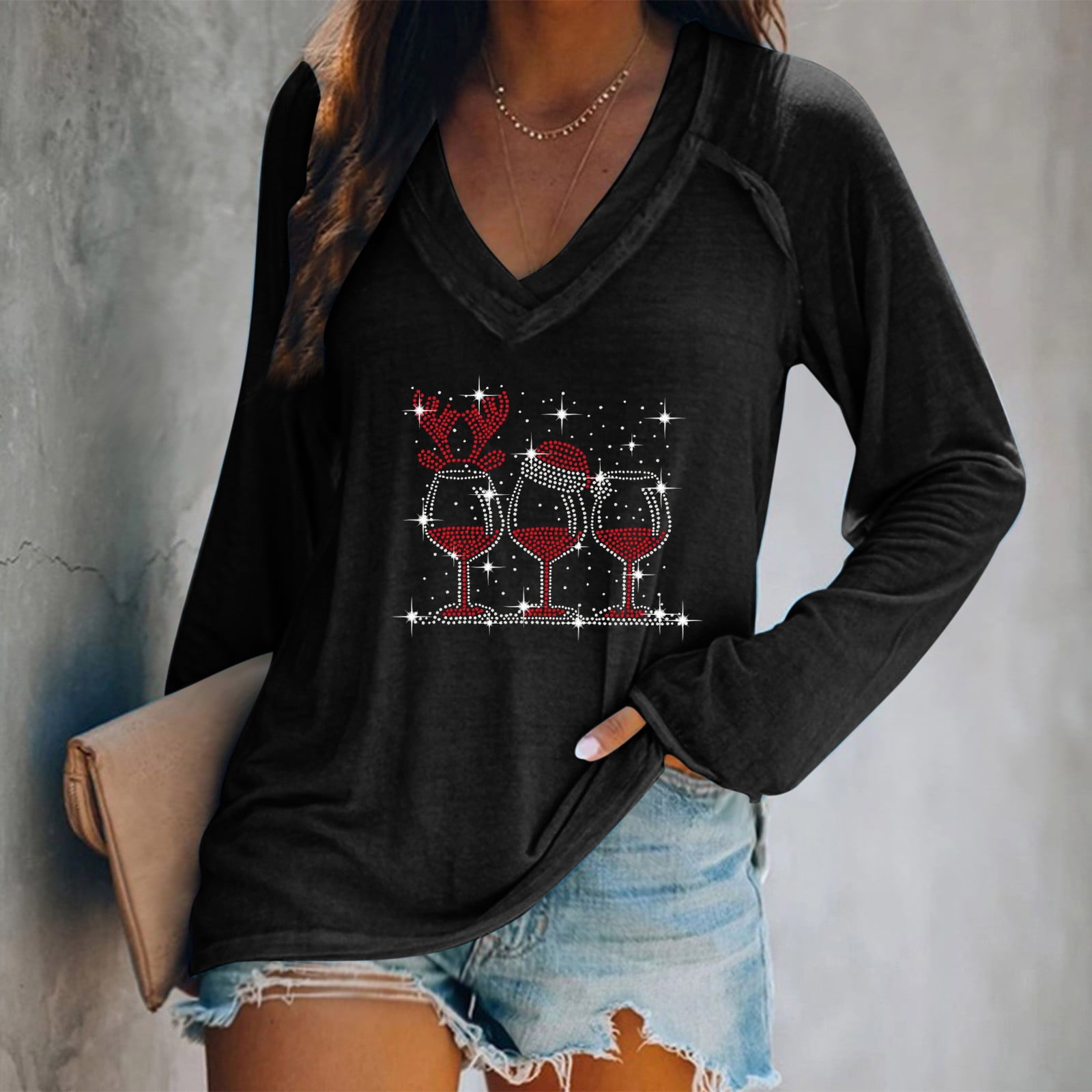 2024 Chrismas Women's VNeck on Clearance Fashion Women Causal VNeck