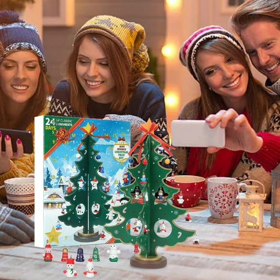 2024 Christmas Advent Calendar 24 Day Countdown Wooden Tree DIY Craft Kit Holiday Decoration Set
