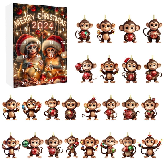 2024 Christmas Advent Calendar - 24pcs 2D Acrylic Cow Ornaments, Digital Design, Family Fun, Holiday Tree Decoration