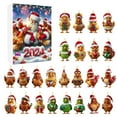 thumbnail image 1 of 2024 Christmas Holiday Advent Calendar Set with 2D Santa Hat Chicken Ornaments for Festive Home Tree Countdown, 1 of 8