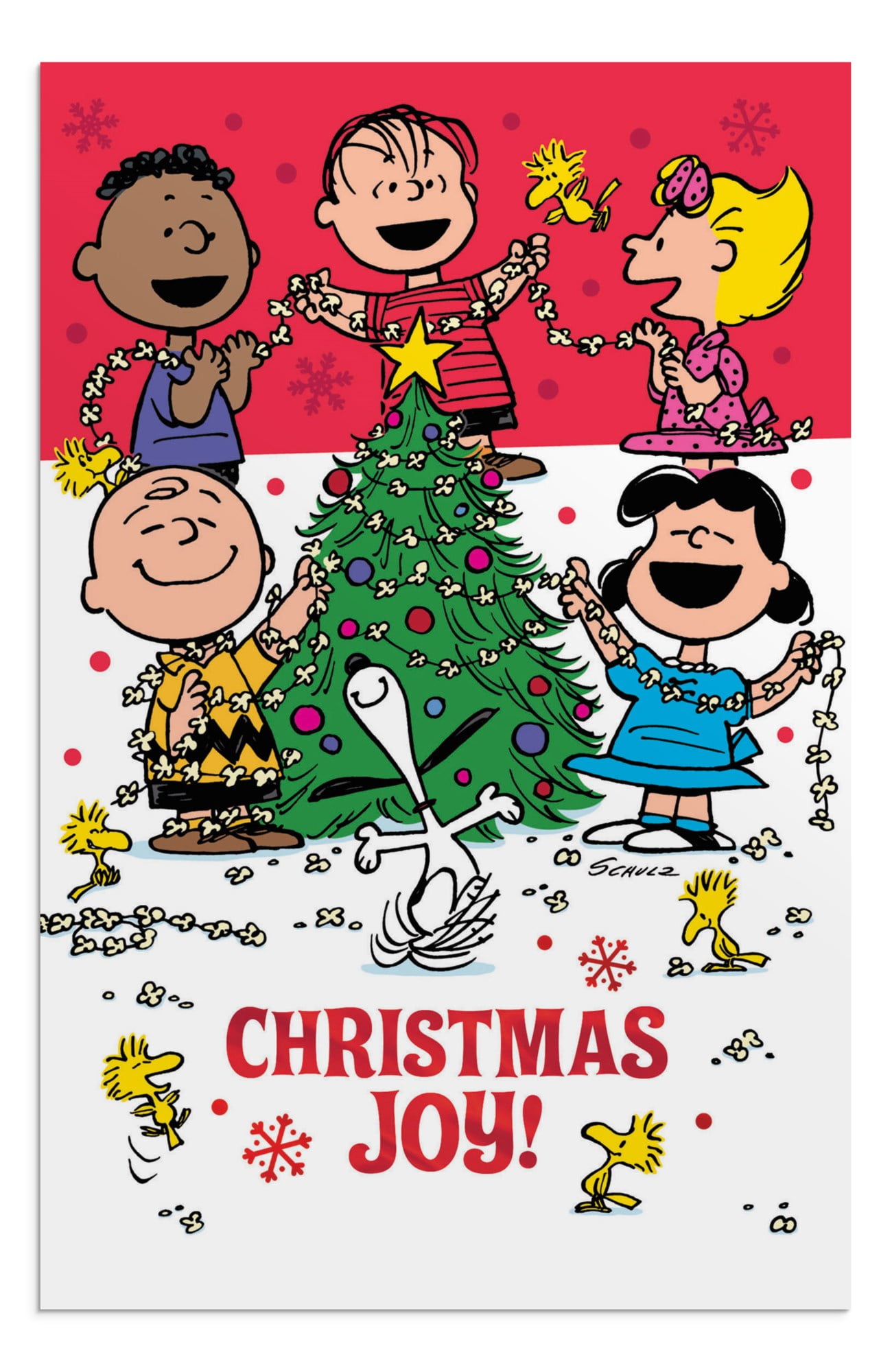 2024- Christmas Greeting Cards, Peanuts Charlie Brown and Snoopy Tree, Merry & Bright