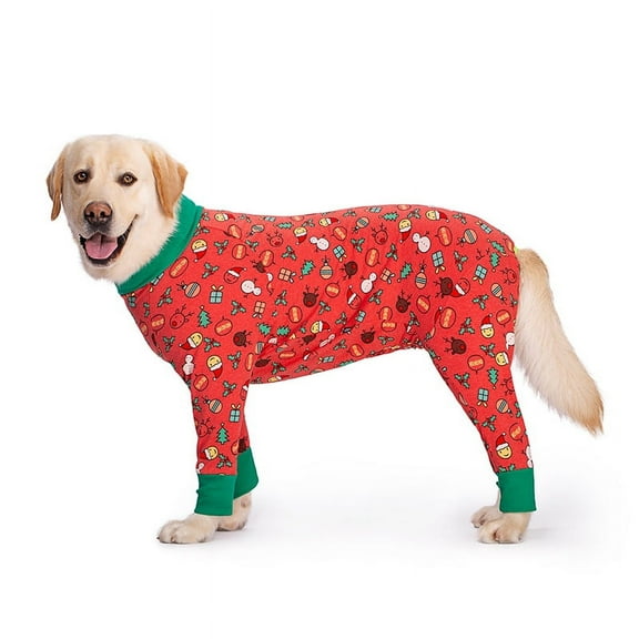 2024 Christmas Clothes for Dogs Red Pet Dog Pajamas Christmas Decorations Dog Jumpsuit Warm Dog Christmas Outfits for Dogs (Green Christmas,30)
