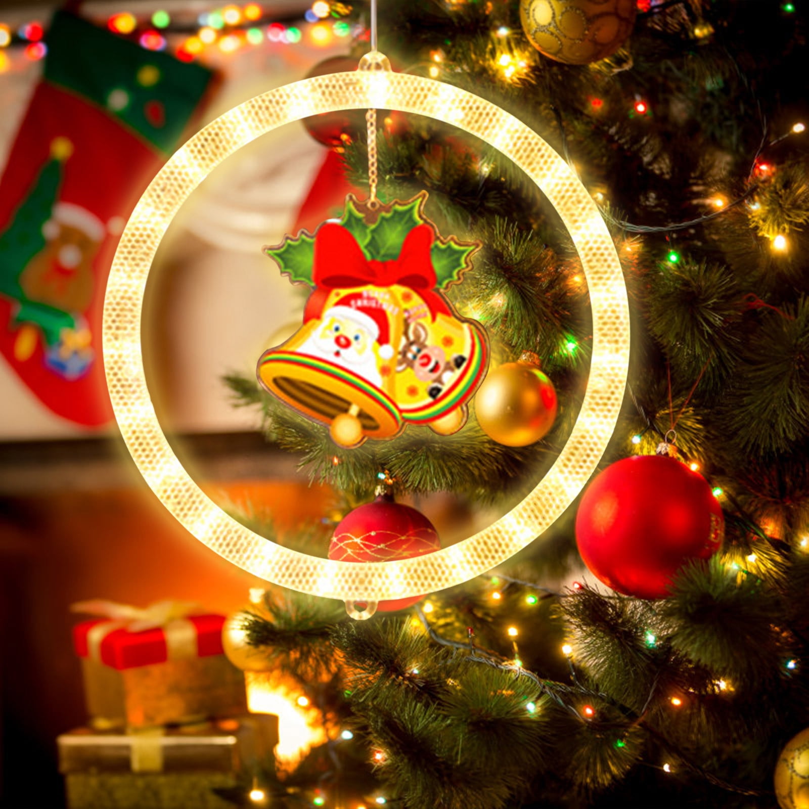 2024 Christmas Decoration LED Colored Circular Running Horse Hanging Lights, Window Pendant