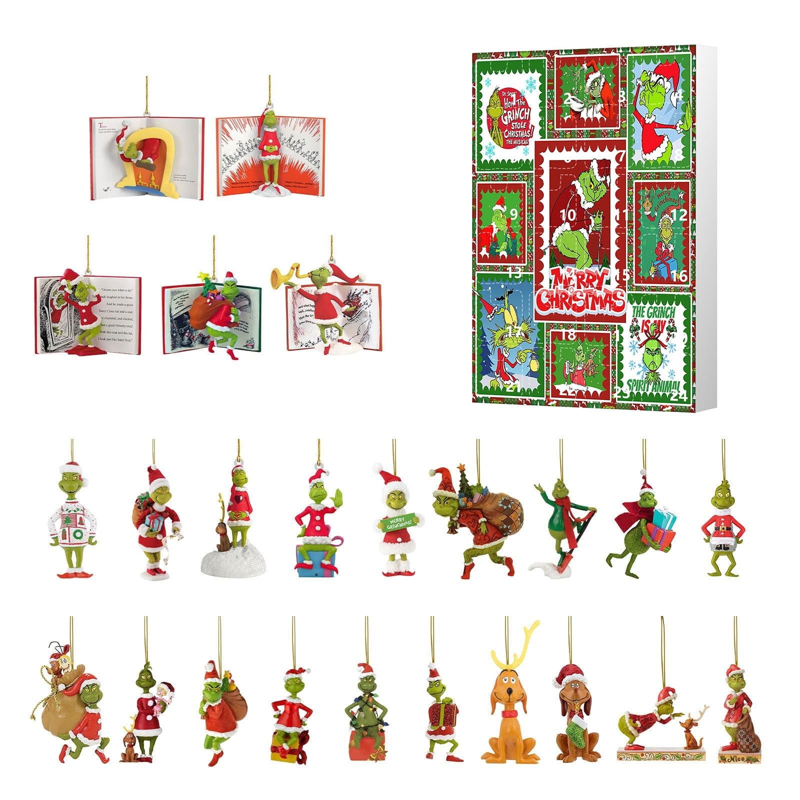 2024 Christmas Gnome Advent Calendar, Grinch Hanging Ornaments Advent