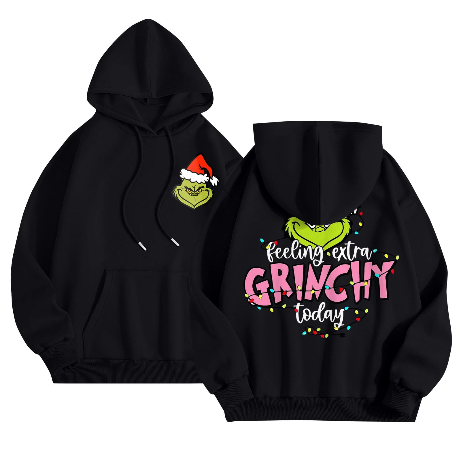 2024 Christmas Grinch Anime Hoodies, Grinch Printing LongSleeved Hoody for Big Girls, Women's