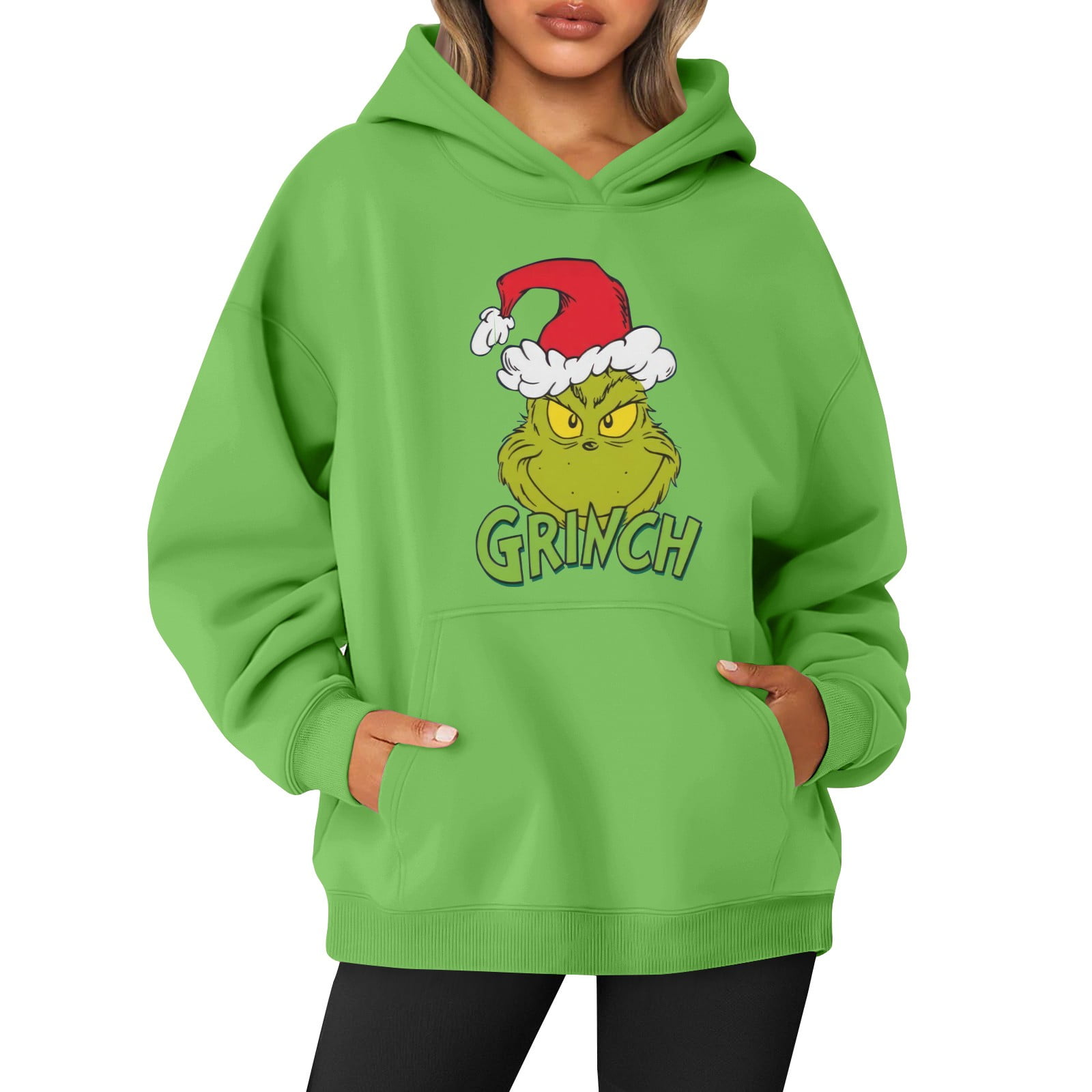 2024 Christmas Grinch Autumn Hoodies, Grinch Print Long Sleeved Fancy