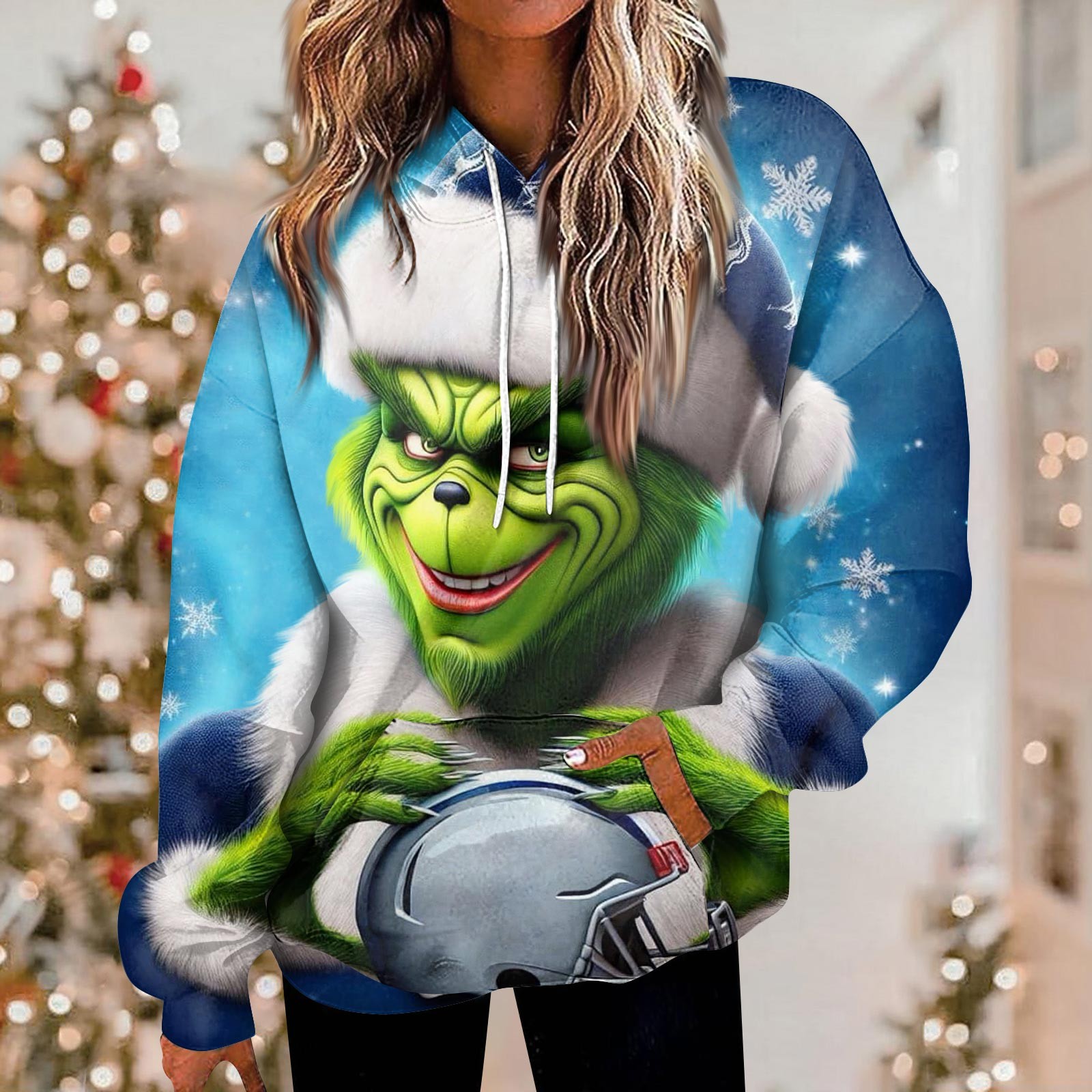 2024 Christmas Grinch Autumn Hoodies, Grinch Print Long Sleeved Fancy