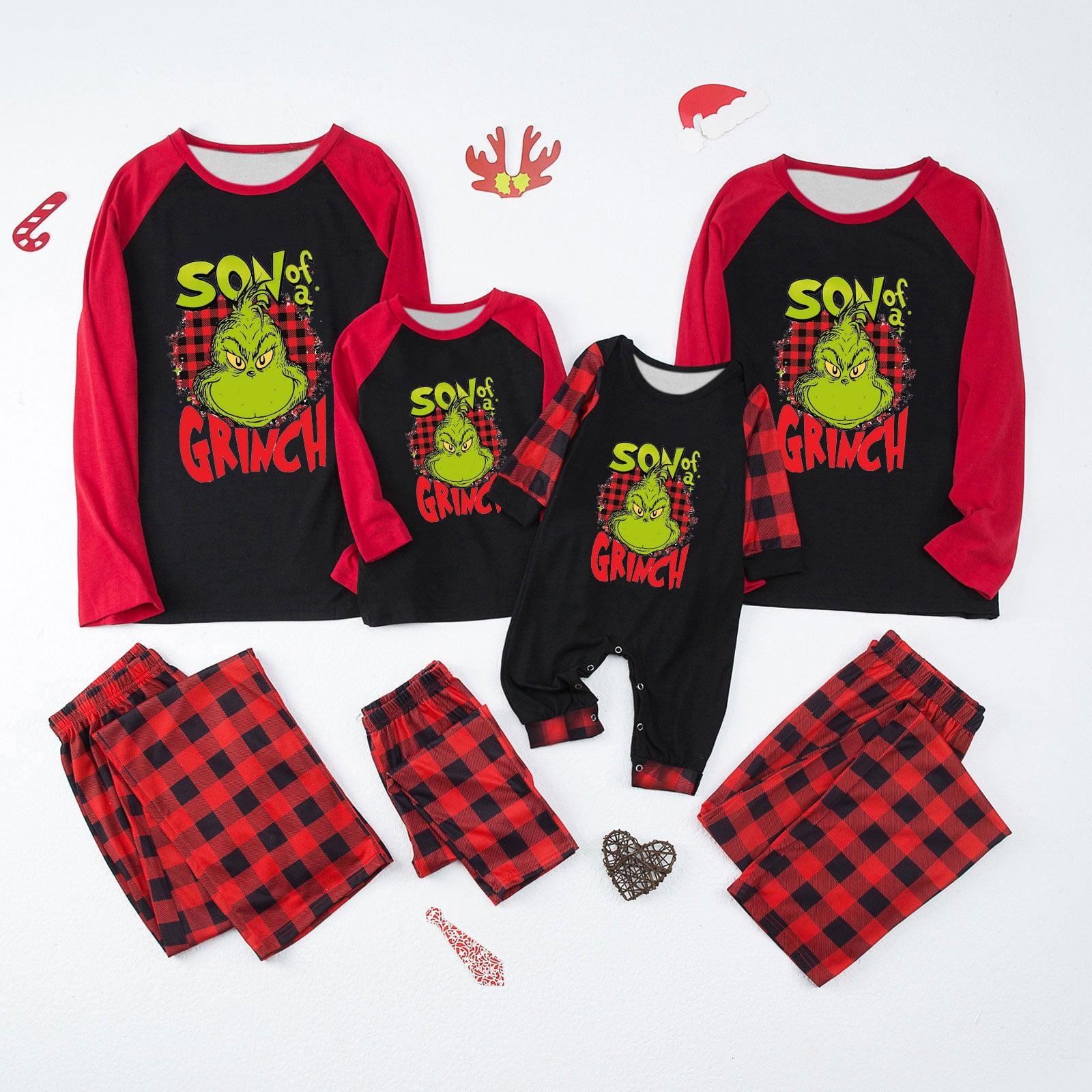 2024 Christmas Grinch Family Matching Costume, LongSleeved Round Neck