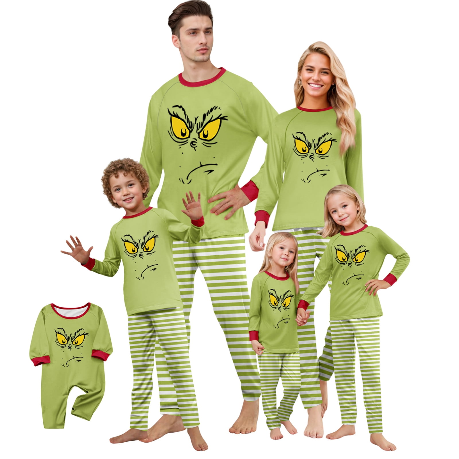 2024 Christmas Grinch Family Matching Jammies, Grinch Print Loungwear