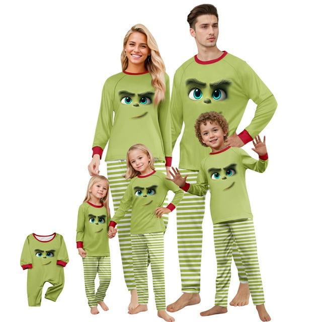 2024 Christmas Grinch Family Matching Jammies, Grinch Print Loungwear