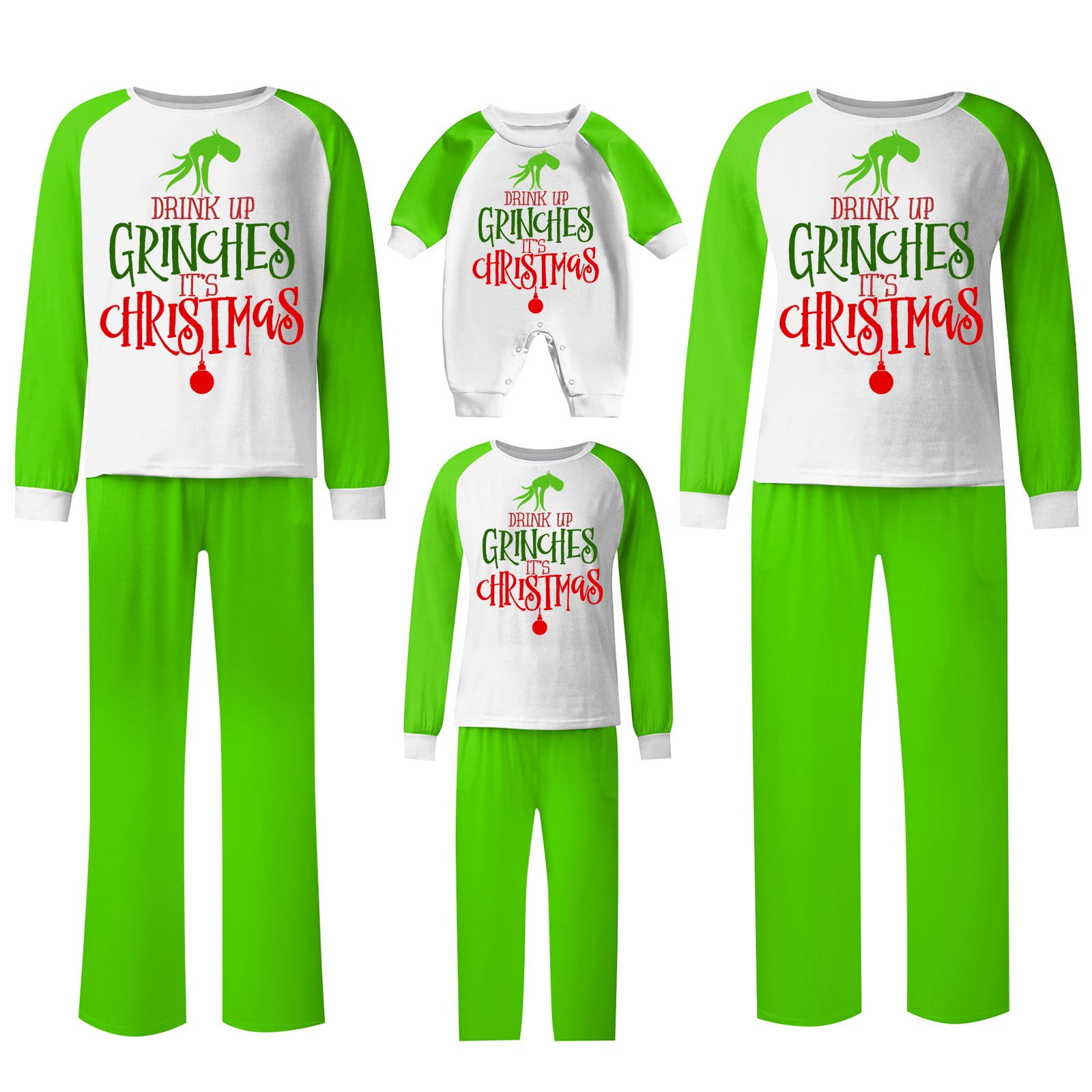 2024 Christmas Grinch Family Matching Sleepwear, Grinch Print Fancy