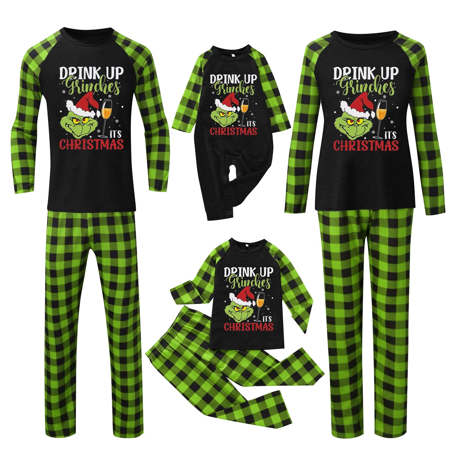 2024 Christmas Grinch Family Matching Sleepwear, Grinch Printing Long