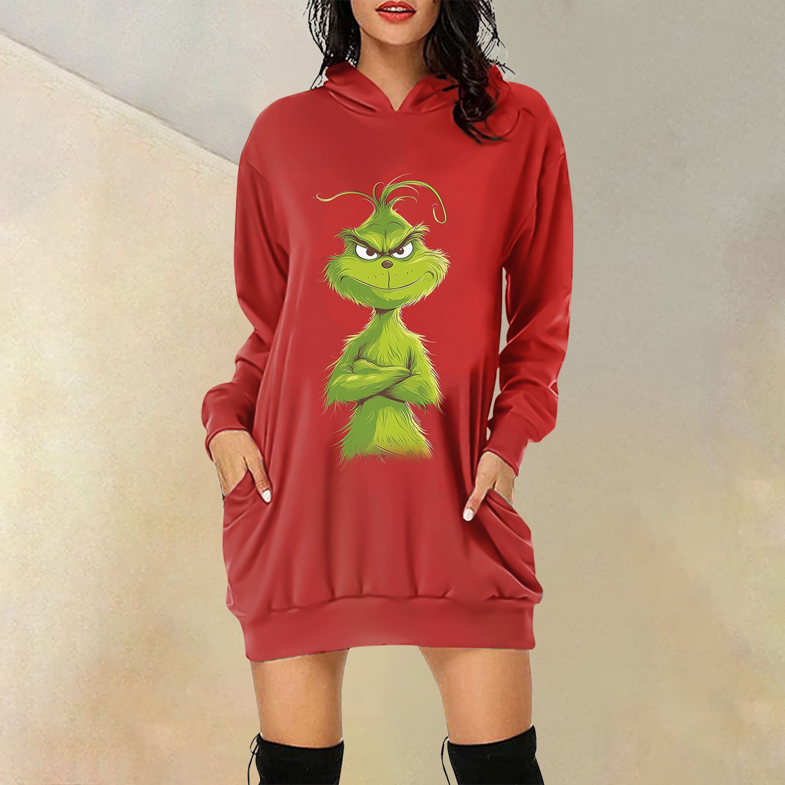 2024 Christmas Grinch Hooded Tops, Grinchprinted Hooded Pullover Anime