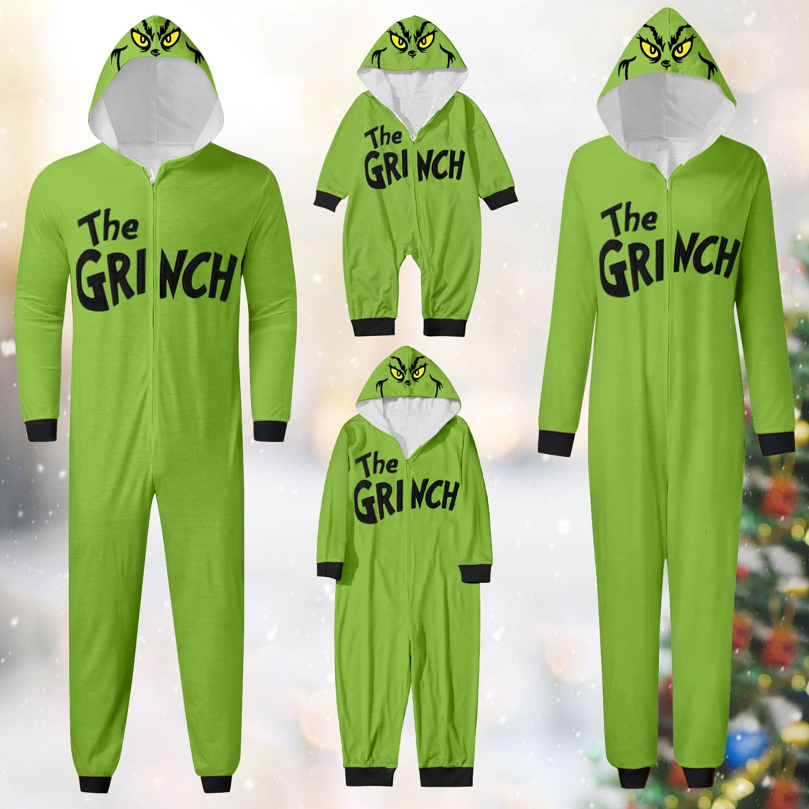 2024 Christmas Grinch Print Family Matching, Winter Loungwear Long