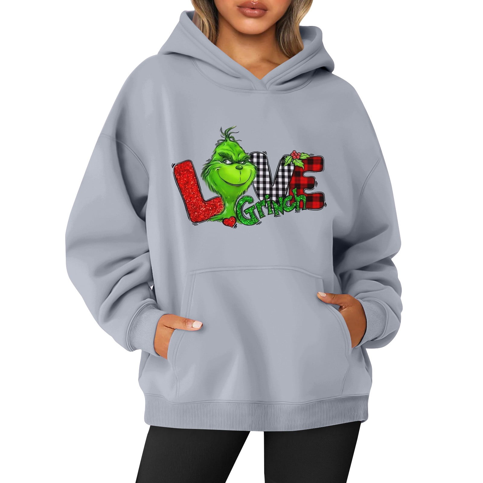 2024 Christmas Grinch Print Hoodies Christmas Cozy Christmas Hoodie for