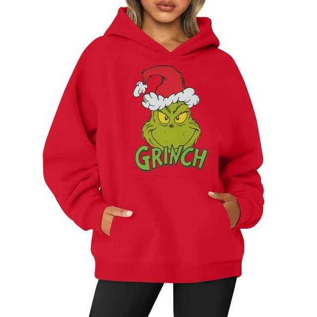 2024 Christmas Grinch Print Hoodies Christmas Cozy Christmas Hoodie for ...