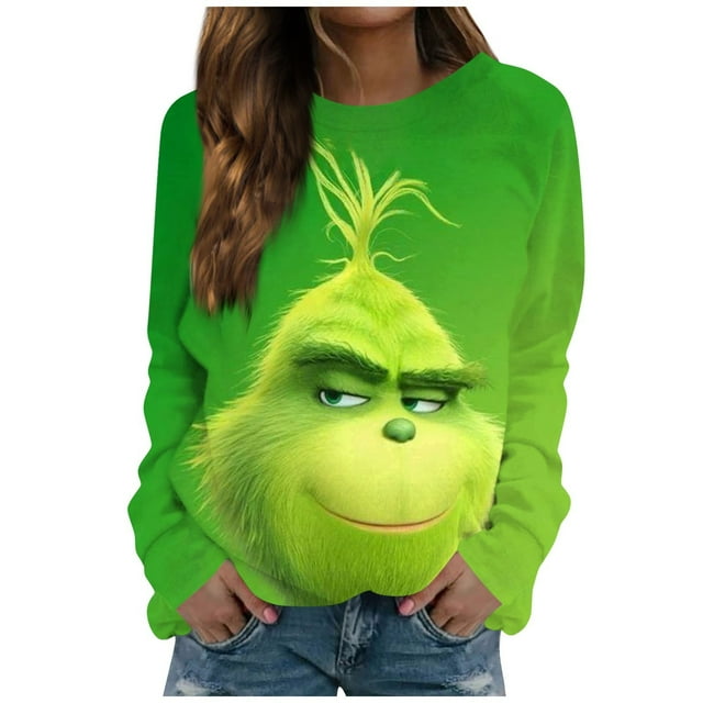 2024 Christmas Grinch Print Hoodies Christmas Women's Christmas