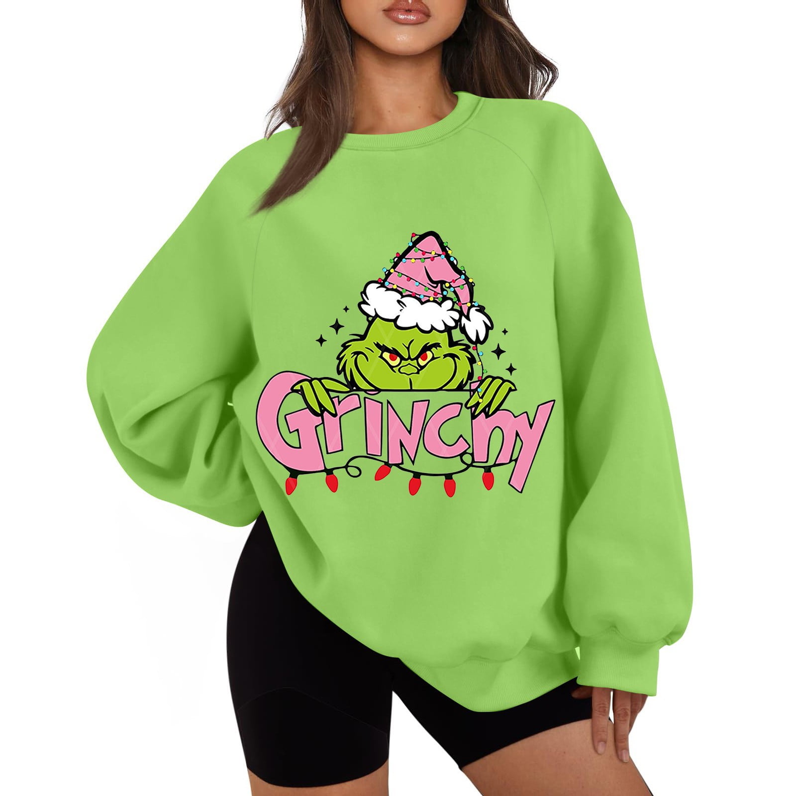 2025 Christmas GrinchPrinted Sweatshirt, Autumn Loose Fit Long Sleeve