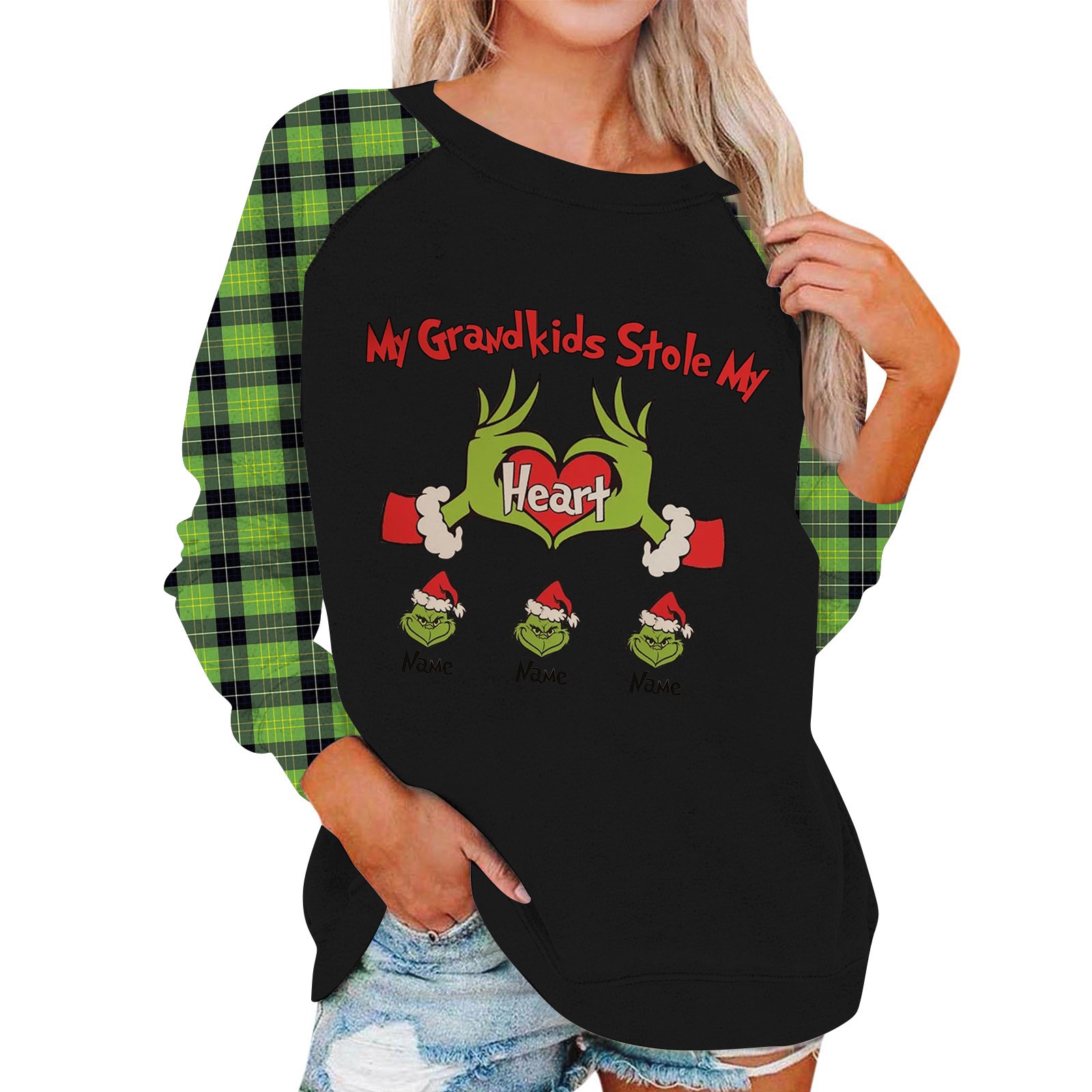 2024 Christmas Grinch Printing Sweatshirt, Fashion Fancy Dress Long