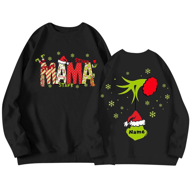 2024 Christmas Grinch Printing Sweatshirt, Fashion Fancy Dress Long Sleeve Round Neck for Adult