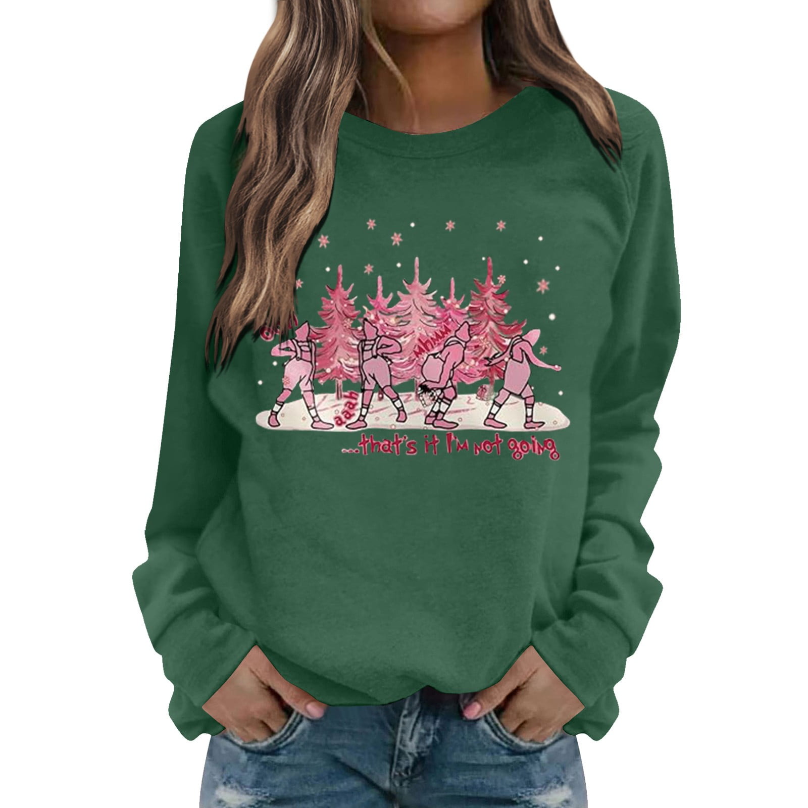 2024 Christmas Grinch Printing Sweatshirt, Women's Loose Fit Pullover