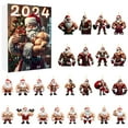 2024 Christmas Holiday Advent Calendar. Funny Muscular Old Man