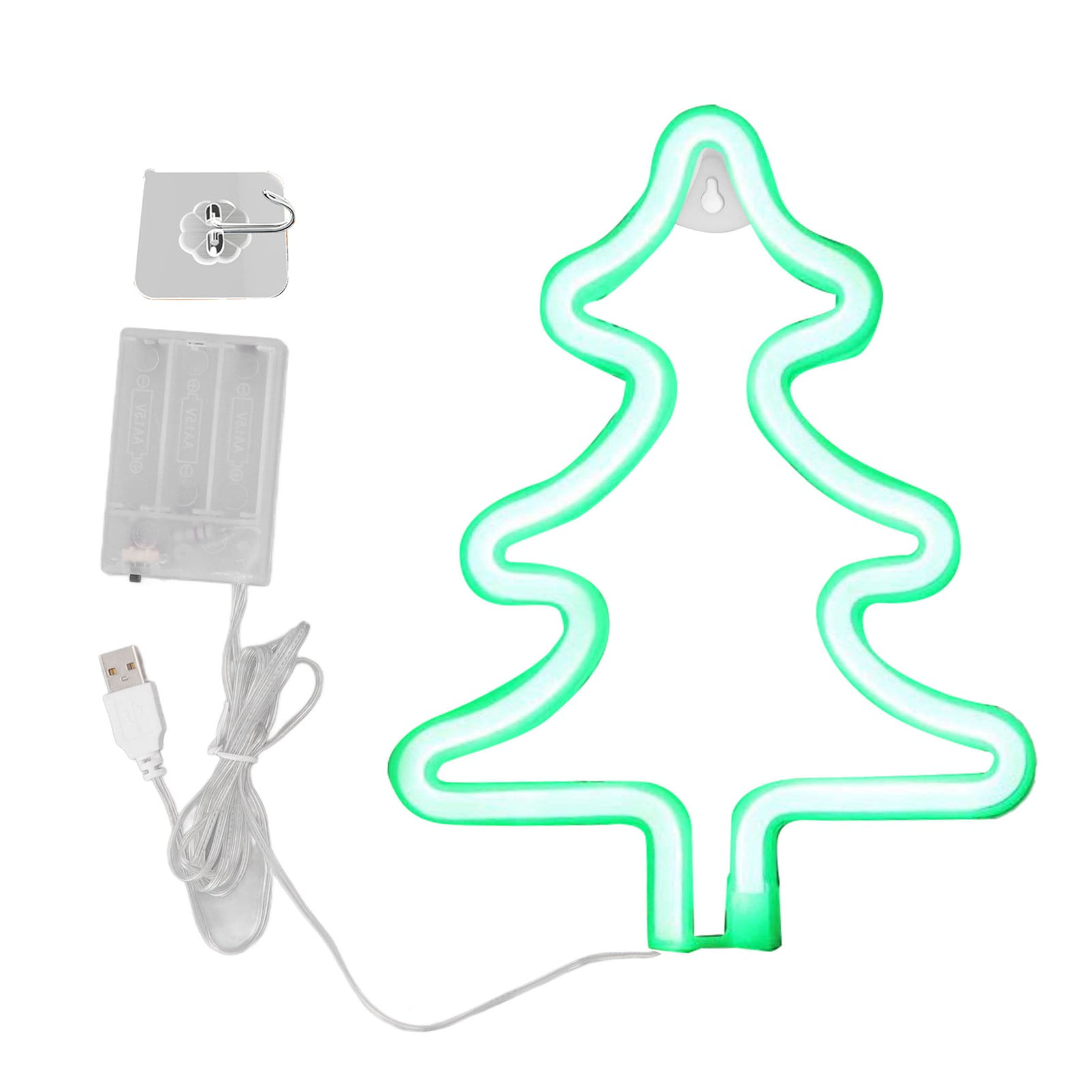 2024 Christmas Neon Sign Christmas Tree Shape Neon Light USB Decorative