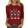 thumbnail image 1 of 2024 Christmas Shirts for Women Casual Red Wine Glass Graphic Tees Trendy 3/4 Sleeve Tops Xmas Holiday T-Shirt Ladies Cute Snowflake Crewneck Tunic Blouse,#8_Wine Glass_Wine,Large, 1 of 5