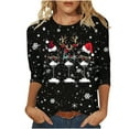 thumbnail image 1 of 2024 Christmas Shirts for Women Casual Red Wine Glass Graphic Tees Trendy 3/4 Sleeve Tops Xmas Holiday T-Shirt Ladies Cute Snowflake Crewneck Tunic Blouse,#7_Wine Glass_Black,XX-Large, 1 of 4