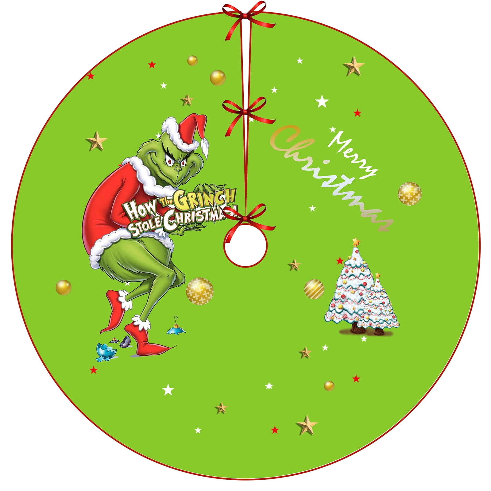 2024 Christmas Tree Collar Decoration, Grinch Print Grinch Decorations