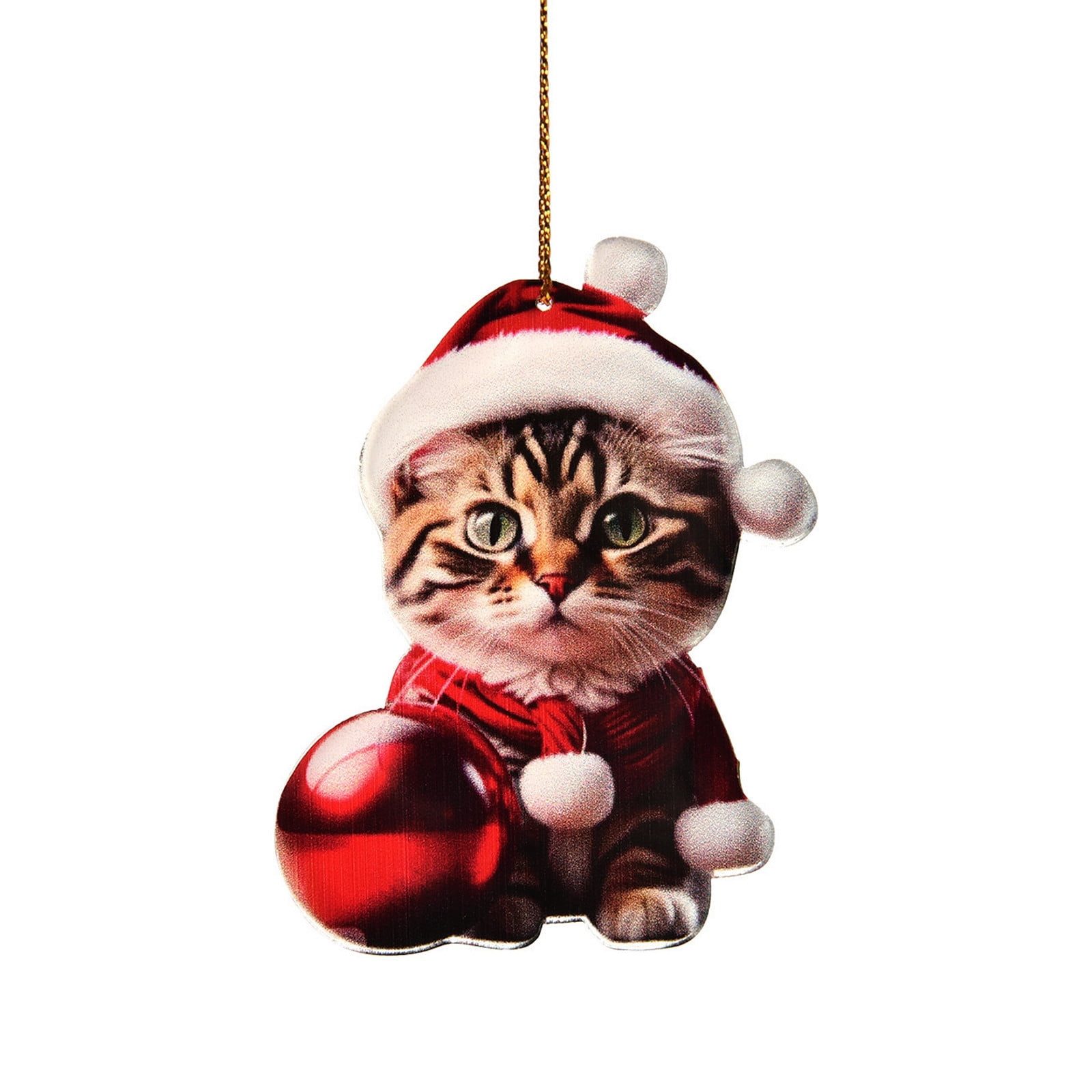 2024 Clearance 2D Acrylic Cartoon Christmas Cat Christmas Tree Pendant