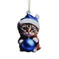 2024 Clearance 2D Acrylic Cartoon Christmas Cat Christmas Tree Pendant