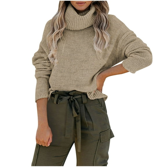 2026 ! JINMGG 2026 Fall Winter Plus Size Sweaters for Women, and Winter Women's Casual Turtleneck Pullover Blouse Knitting Backless Long Sleeve Solid Tops Sweaters