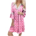 thumbnail image 1 of 2026 ! JINMGG 2026 Summer Dresses under $10.00 Women Casual Summer Dresses 3/4 Sleeve Party Tunic Swing Casual V Neck Boho Paisley Print Lace Trim V-neck Midi Dress, 1 of 5