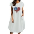 thumbnail image 1 of 2024 Clearance! JINMGG 2024 Summer Plus size Clearance Dresses for Women under $10,Women's Solid Color Short Sleeve Round Neck Dress Printing Dress with Pokets Midi Dress, 1 of 1