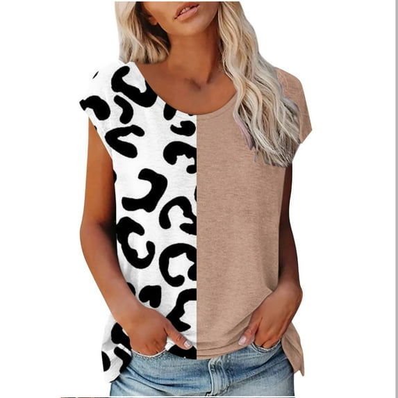 2026 ! JINMGG 2026 Womens Tops under $5 Tops for Women Casual Spring Summer Fashion Woman Print Round-Neck Short Sleeve T-Shirt Printing Loose Blouse Tops