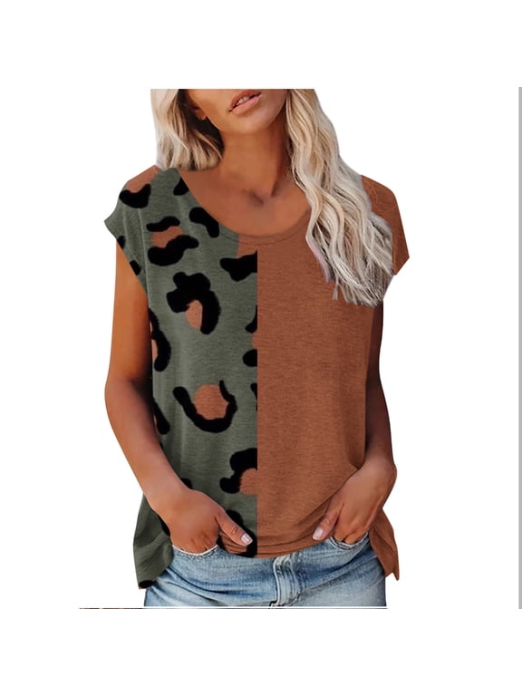 2026 ! JINMGG 2026 Womens Tops under $5 Tops for Women Casual Spring Summer Fashion Woman Print Round-Neck Short Sleeve T-Shirt Printing Loose Blouse Tops