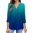 thumbnail image 1 of 2024 Clearance! JINMGG Fall Long Sleeve Shirts for Women, Womens Summer Fall Tops 2024 Fashion Woman V Neck Three Quarter 3/4Sleeve T Shirt Autumn Printing Blouse Tops Sweatshirt, 1 of 6