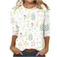 thumbnail image 1 of 2026 ! JINMGG Fall Long Sleeve Shirts for Women, Womens Summer Fall Tops 2026 Women's Fashion Printed Loose T-Shirt Mid-length 3/4 Sleeves Blouse Round Neck Casual Tops, 1 of 5