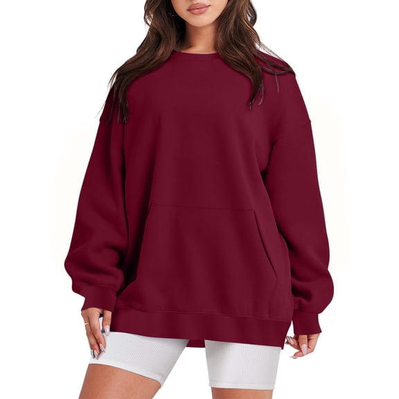 2026 ! JINMGG Fall Winter Long Tops for Women, Womens Plus Size Fashion Women Comfortable Casual Pocket Color Long Sleeve Round-Neck Blouses T-Shirt Tops
