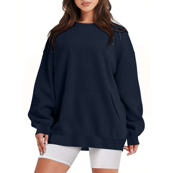 2026 ! JINMGG Fall Winter Long Tops for Women, Womens Plus Size Fashion Women Comfortable Casual Pocket Color Long Sleeve Round-Neck Blouses T-Shirt Tops