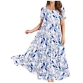 thumbnail image 1 of 2026 ! JINMGG Summer Dresses 2026, Dresses for Women 2026 Women Casual Loose Bohemian Floral Dresses with Pockets Short Sleeve Summer Beach Swinging Dress Navy XXXL, 1 of 1