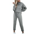 thumbnail image 1 of 2024 Clearance! JINMGG Two Piece Outfits Women, 2024 Fashion Fall Clearance Women Casual Solid Color Two Piece Long Pants Hooded Pullover Long Sleeve Sweatshirts Sets Gray XL, 1 of 5